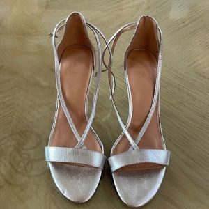 Halston Heritage Crisscross Strapped Heels Silver Size 7